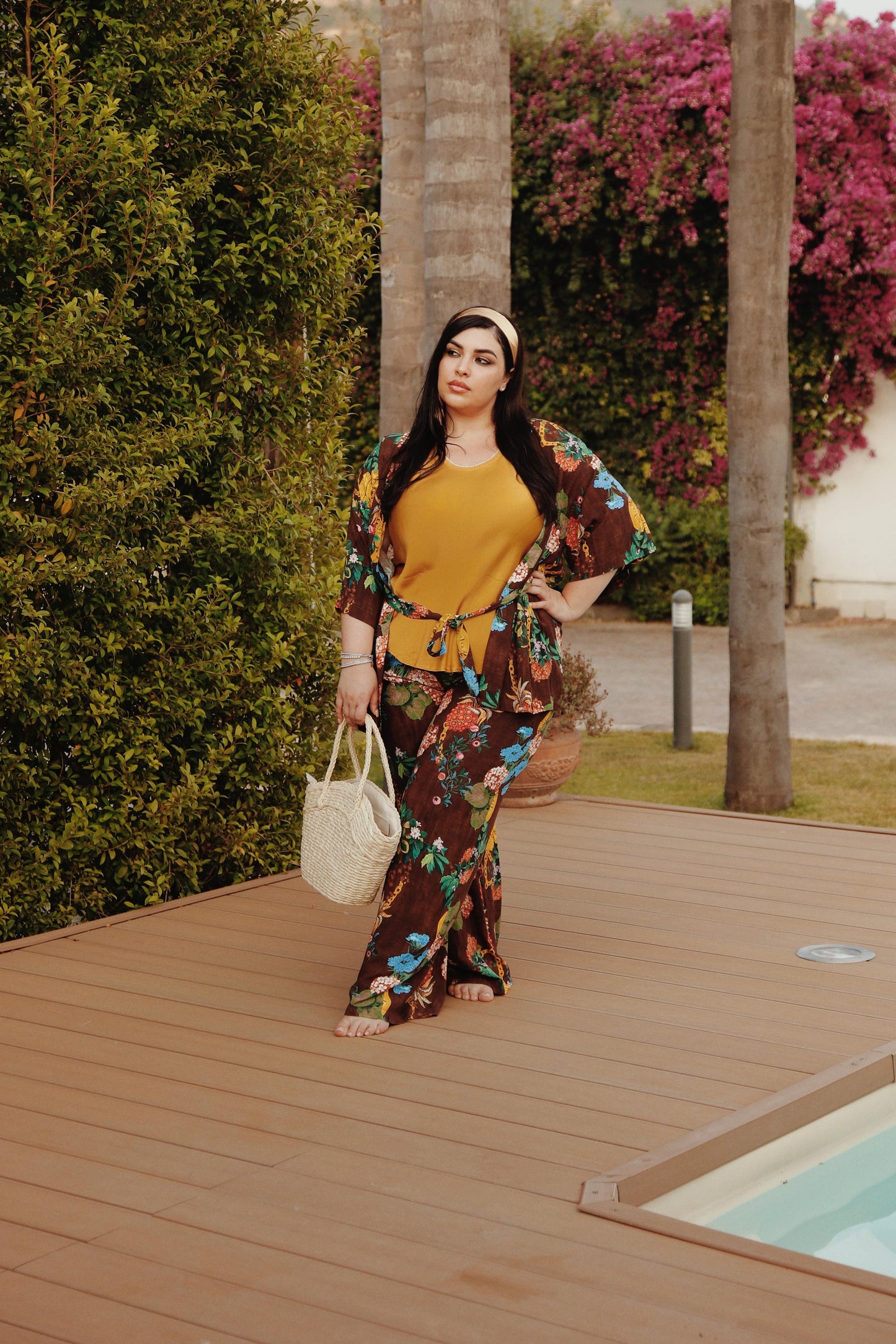 KIMONO FLOWER MARRONE
