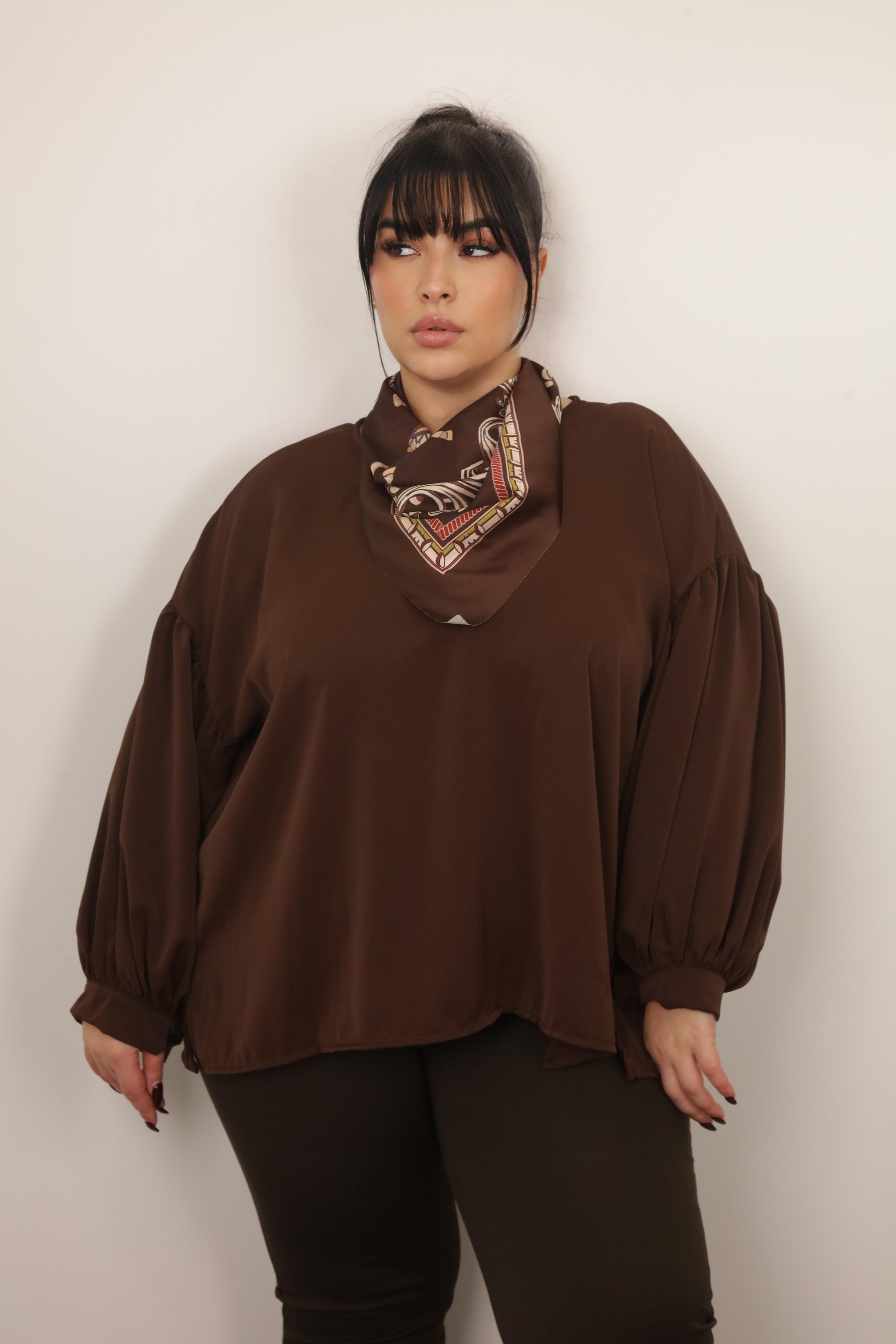 CASACCA CON FOULARD -marrone